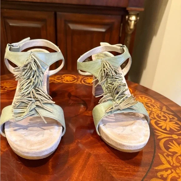 NWOT Aquatalia Women's Green Leather Zeus Heeled Sandal SZ 10 Made in Italy - Picture 9 of 11